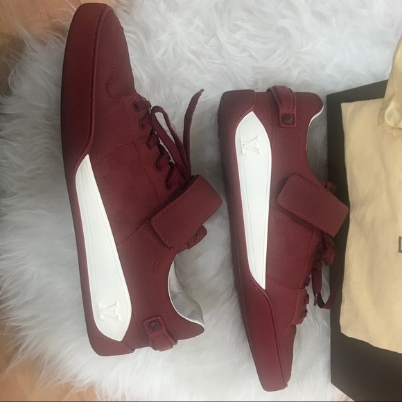 Louis Vuitton Red Elliptic Damier Sneaker SZ 10.5 - Picture 6 of 8